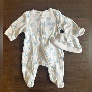 NWOT Little Me White and Blue My First Easter Print Footies